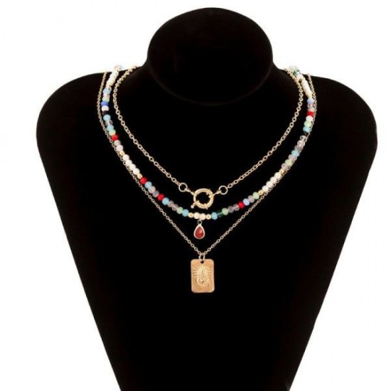 Wholesale Multilayer Color Crystal Necklace Wholesale Multilayer Color Crystal Necklace